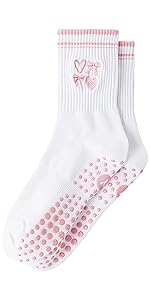 Yawlsow Pilates 女式防滑袜 瑜伽 抓地力袜 可爱 Barre 防滑运动船员 粘性袜子 锻炼 医院