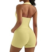 OMKAGI 2 件套女士健身套装,加垫健身上衣,带口袋,健身套装