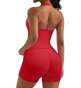 OMKAGI 2 件套女士健身套装,加垫健身上衣,带口袋,健身套装