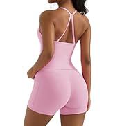 OMKAGI 2 件套女士健身套装,加垫健身上衣,带口袋,健身套装