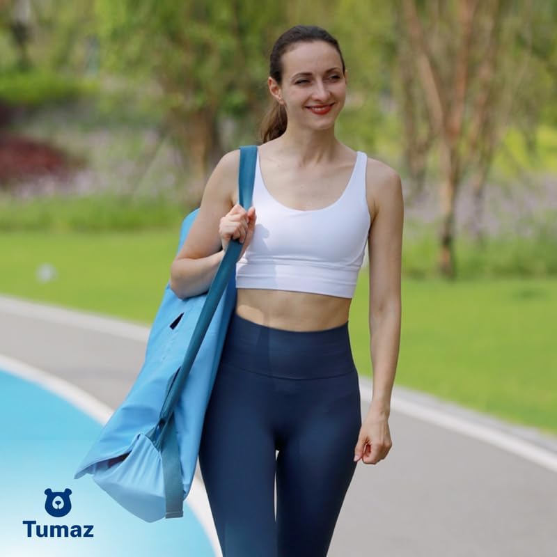 Tumaz 瑜伽垫包,带可调节肩带,适合卷垫,最大可达 26 英寸(约 66.0 厘米),可装必需品,坚固的G形钩闭合