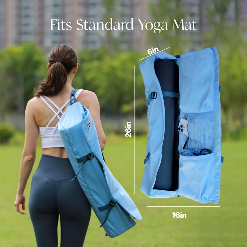Tumaz 瑜伽垫包,带可调节肩带,适合卷垫,最大可达 26 英寸(约 66.0 厘米),可装必需品,坚固的G形钩闭合