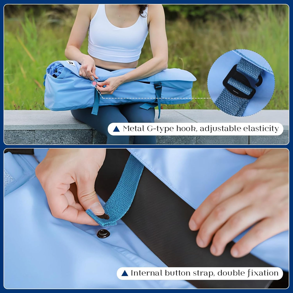Tumaz 瑜伽垫包,带可调节肩带,适合卷垫,最大可达 26 英寸(约 66.0 厘米),可装必需品,坚固的G形钩闭合