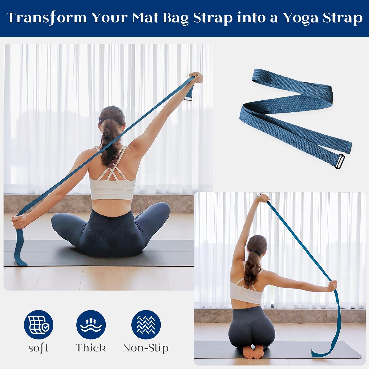 Tumaz 瑜伽垫包,带可调节肩带,适合卷垫,最大可达 26 英寸(约 66.0 厘米),可装必需品,坚固的G形钩闭合