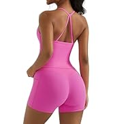 OMKAGI 2 件套女士健身套装,加垫健身上衣,带口袋,健身套装