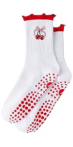 Yawlsow Pilates 女式防滑袜 瑜伽 抓地力袜 可爱 Barre 防滑运动船员 粘性袜子 锻炼 医院