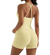 OMKAGI 2 件套女士健身套装,加垫健身上衣,带口袋,健身套装