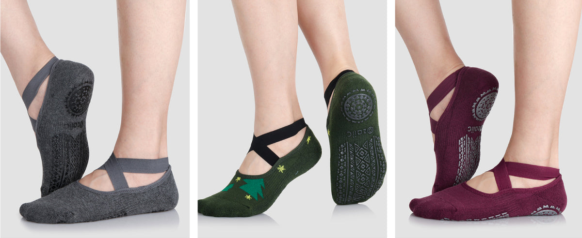 Ozaiic 女式瑜伽袜防滑抓地带,非常适合普拉提、纯芭蕾舞、舞蹈、赤脚锻炼