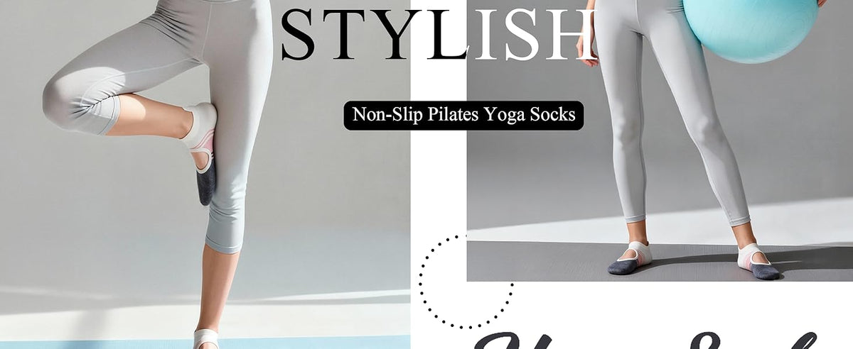 防滑普拉提瑜伽袜带抓地力女式 – 时尚水手袜,适合芭蕾舞和锻炼(尺码 5-9)