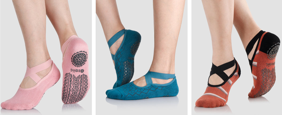 Ozaiic 女式瑜伽袜防滑抓地带,非常适合普拉提、纯芭蕾舞、舞蹈、赤脚锻炼