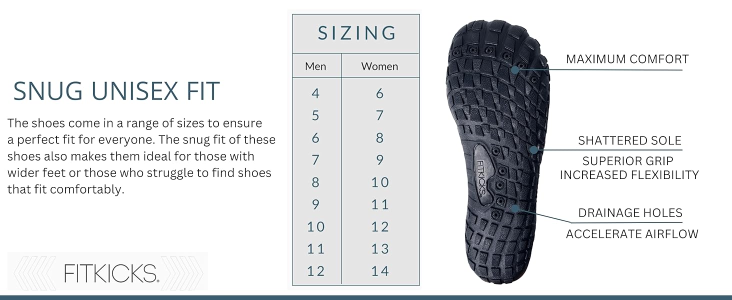 FITKICKS HydroSport 陆到水鞋,中性赤脚鞋,适合海滩、瑜伽、冲浪、露营配饰,男女皆宜的多功能赤脚鞋