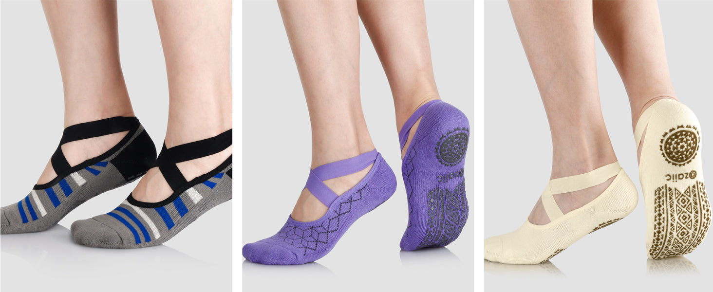 Ozaiic 女式瑜伽袜防滑抓地带,非常适合普拉提、纯芭蕾舞、舞蹈、赤脚锻炼