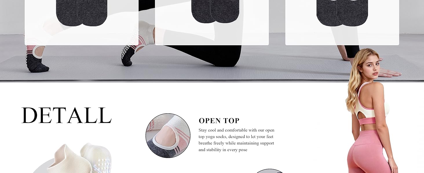 防滑普拉提瑜伽袜带抓地力女式 – 时尚水手袜,适合芭蕾舞和锻炼(尺码 5-9)