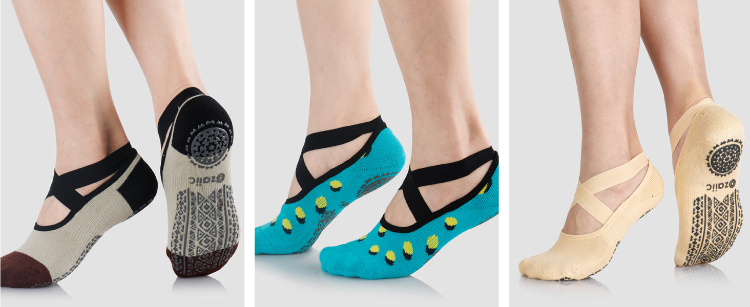 Ozaiic 女式瑜伽袜防滑抓地带,非常适合普拉提、纯芭蕾舞、舞蹈、赤脚锻炼