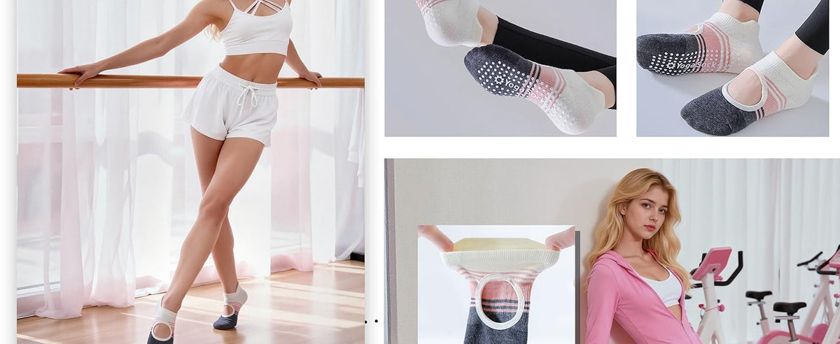 防滑普拉提瑜伽袜带抓地力女式 – 时尚水手袜,适合芭蕾舞和锻炼(尺码 5-9)