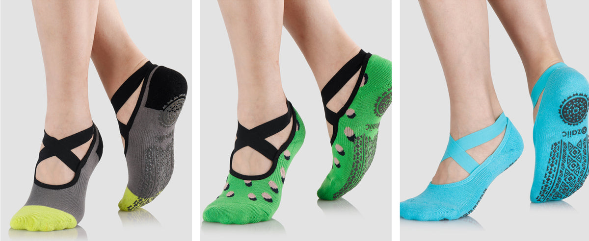 Ozaiic 女式瑜伽袜防滑抓地带,非常适合普拉提、纯芭蕾舞、舞蹈、赤脚锻炼