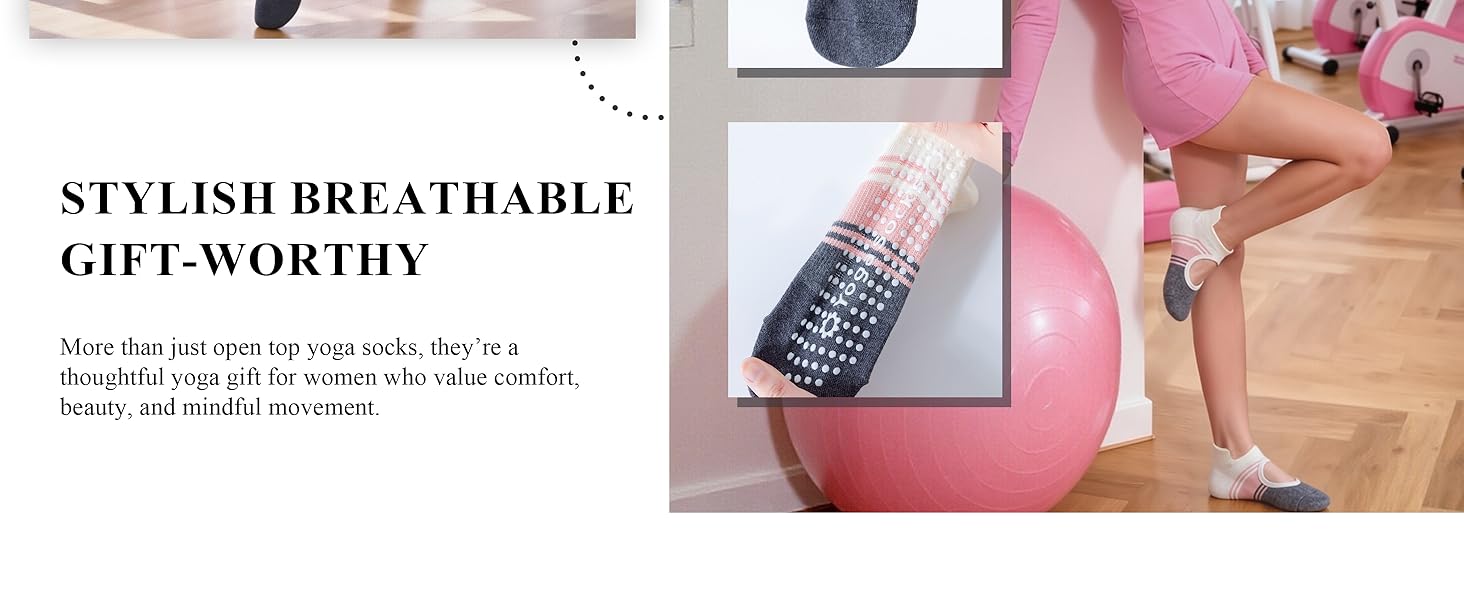 防滑普拉提瑜伽袜带抓地力女式 – 时尚水手袜,适合芭蕾舞和锻炼(尺码 5-9)