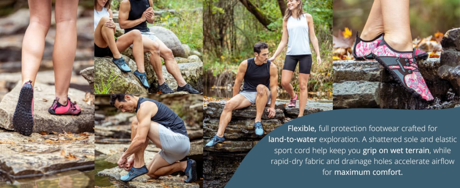 FITKICKS HydroSport 陆到水鞋,中性赤脚鞋,适合海滩、瑜伽、冲浪、露营配饰,男女皆宜的多功能赤脚鞋