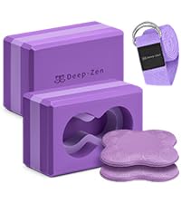 Deep-Zen® 瑜伽砖手腕支撑;瑜伽块 2 件装,带护膝和带子,减轻手腕重量;耐用、多功能瑜伽砖锻炼块套装,阻止瑜伽