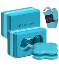 Deep-Zen® 瑜伽砖手腕支撑;瑜伽块 2 件装,带护膝和带子,减轻手腕重量;耐用、多功能瑜伽砖锻炼块套装,阻止瑜伽