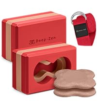 Deep-Zen® 瑜伽砖手腕支撑;瑜伽块 2 件装,带护膝和带子,减轻手腕重量;耐用、多功能瑜伽砖锻炼块套装,阻止瑜伽