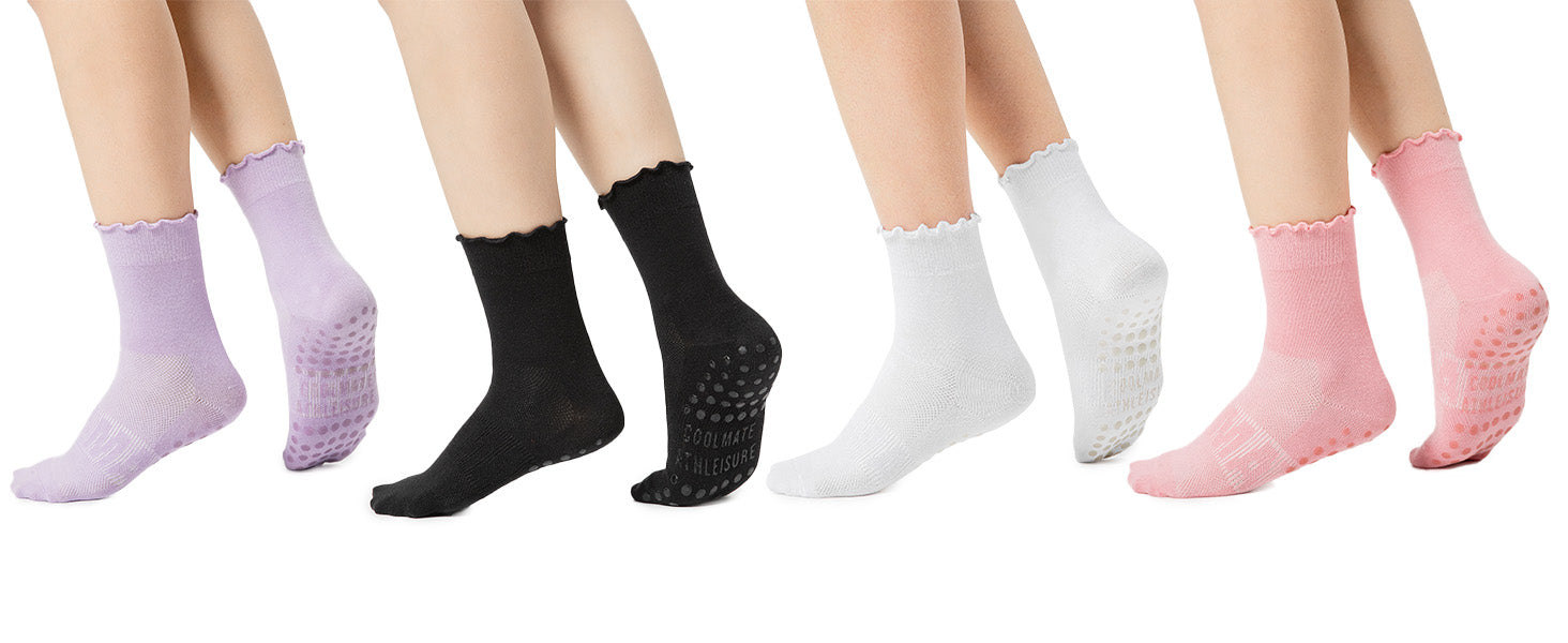 CoolMate 女式普拉提袜,瑜伽袜,船员防滑女士,适合锻炼,桶,普拉提礼品
