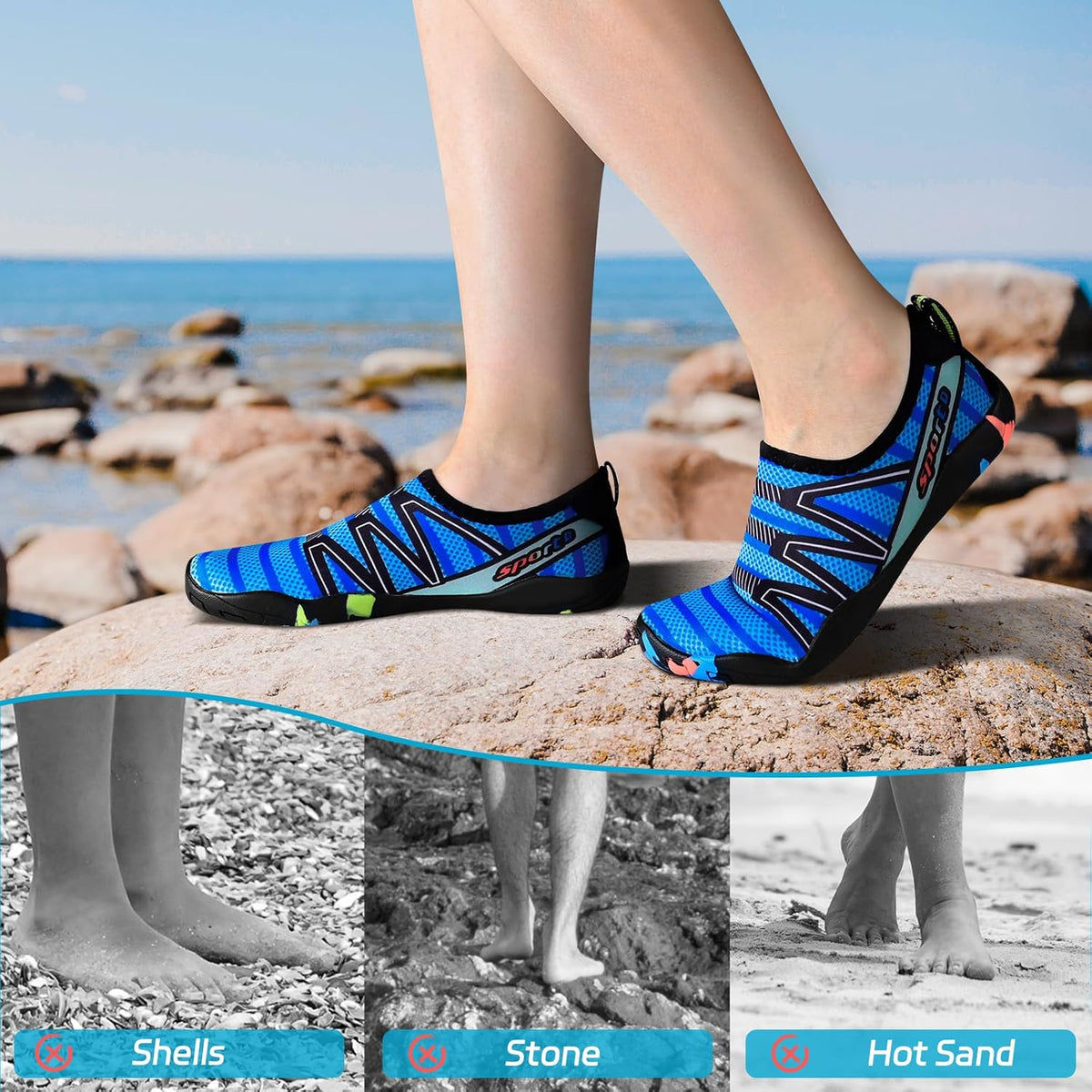 男女涉水鞋,游泳鞋沙滩泳池鞋防滑速干水袜,成人赤脚运动鞋,适合海滩冲浪散步水上瑜伽户外运动
