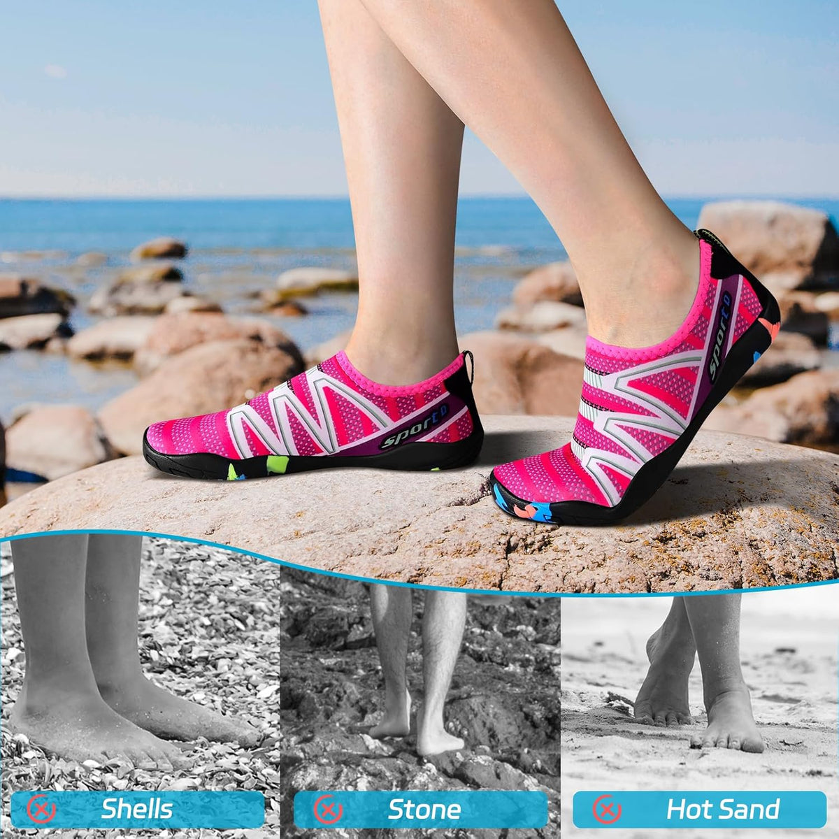 男女涉水鞋,游泳鞋沙滩泳池鞋防滑速干水袜,成人赤脚运动鞋,适合海滩冲浪散步水上瑜伽户外运动