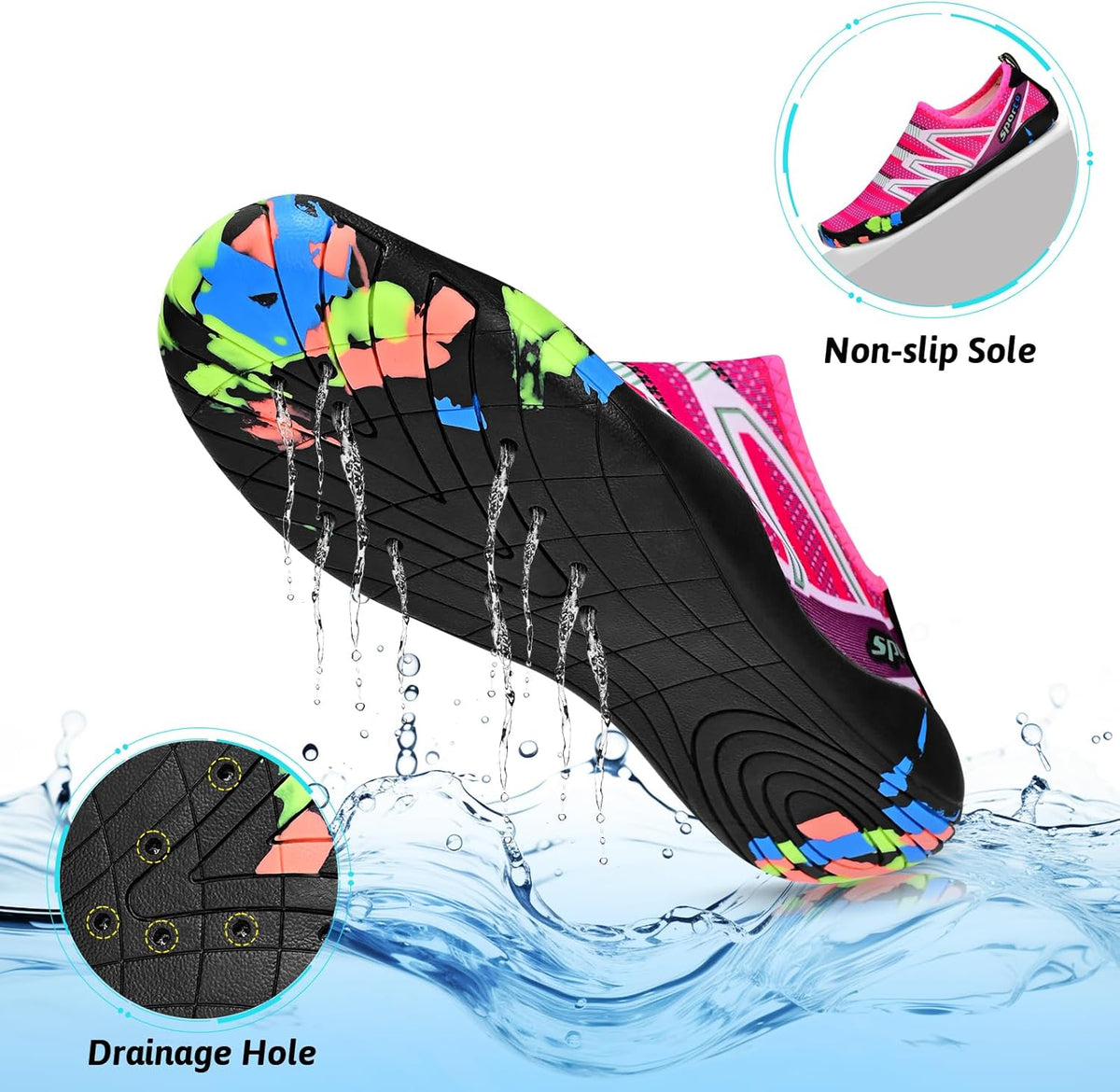 男女涉水鞋,游泳鞋沙滩泳池鞋防滑速干水袜,成人赤脚运动鞋,适合海滩冲浪散步水上瑜伽户外运动