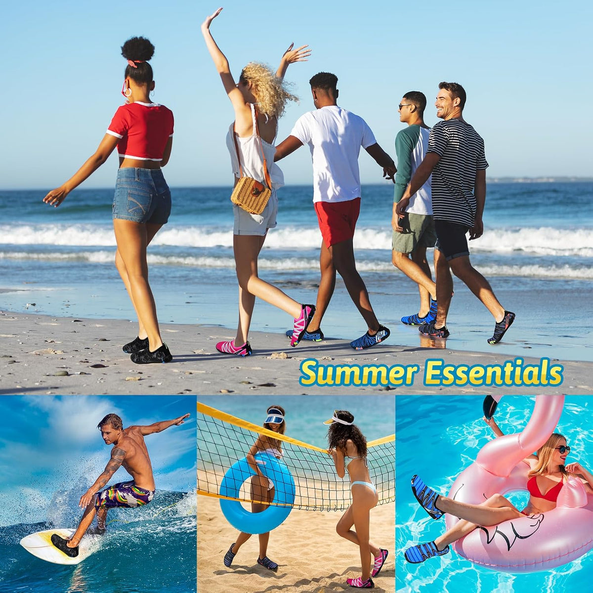 男女涉水鞋,游泳鞋沙滩泳池鞋防滑速干水袜,成人赤脚运动鞋,适合海滩冲浪散步水上瑜伽户外运动