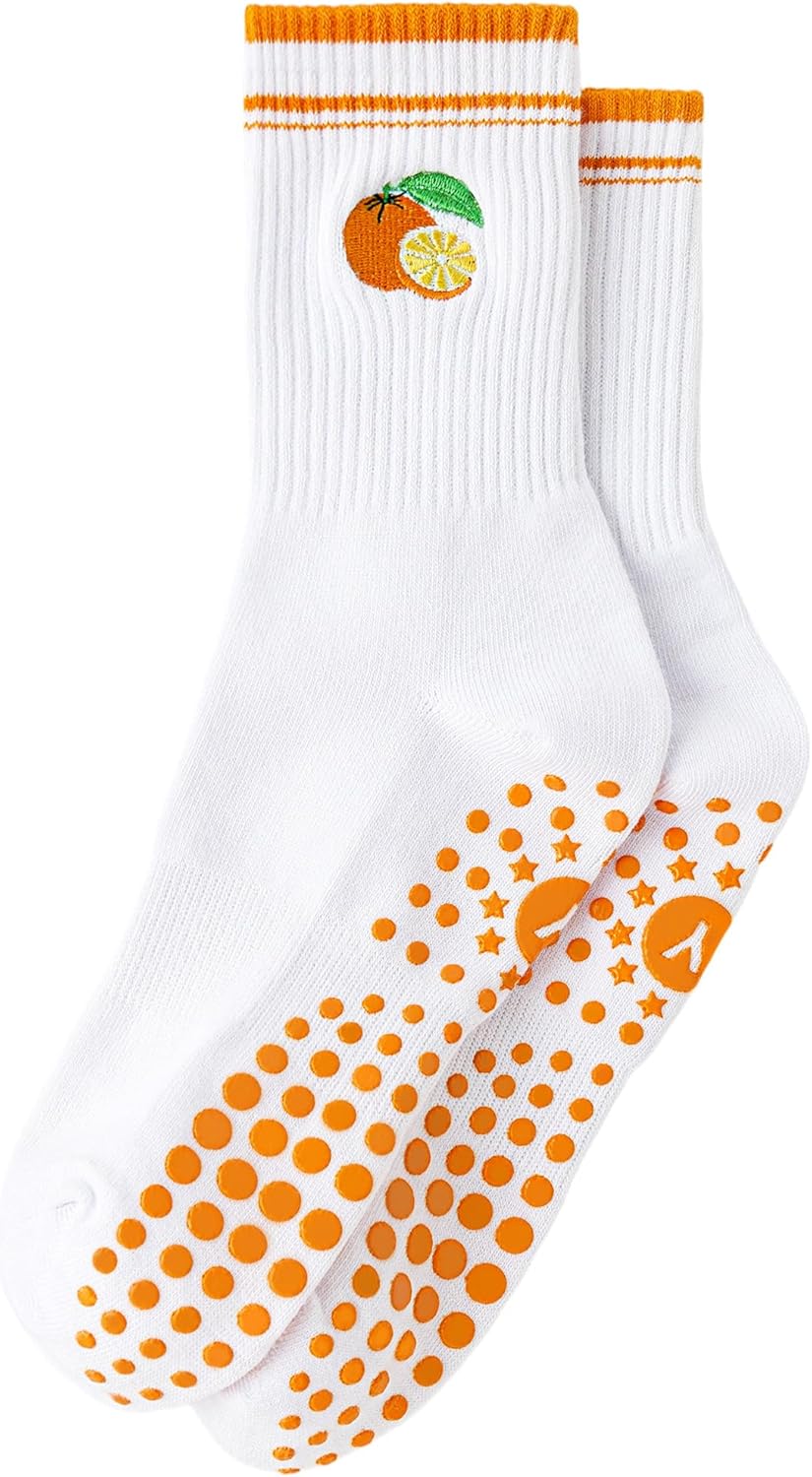 Yawlsow Pilates 女式防滑袜 瑜伽 抓地力袜 可爱 Barre 防滑运动船员 粘性袜子 锻炼 医院