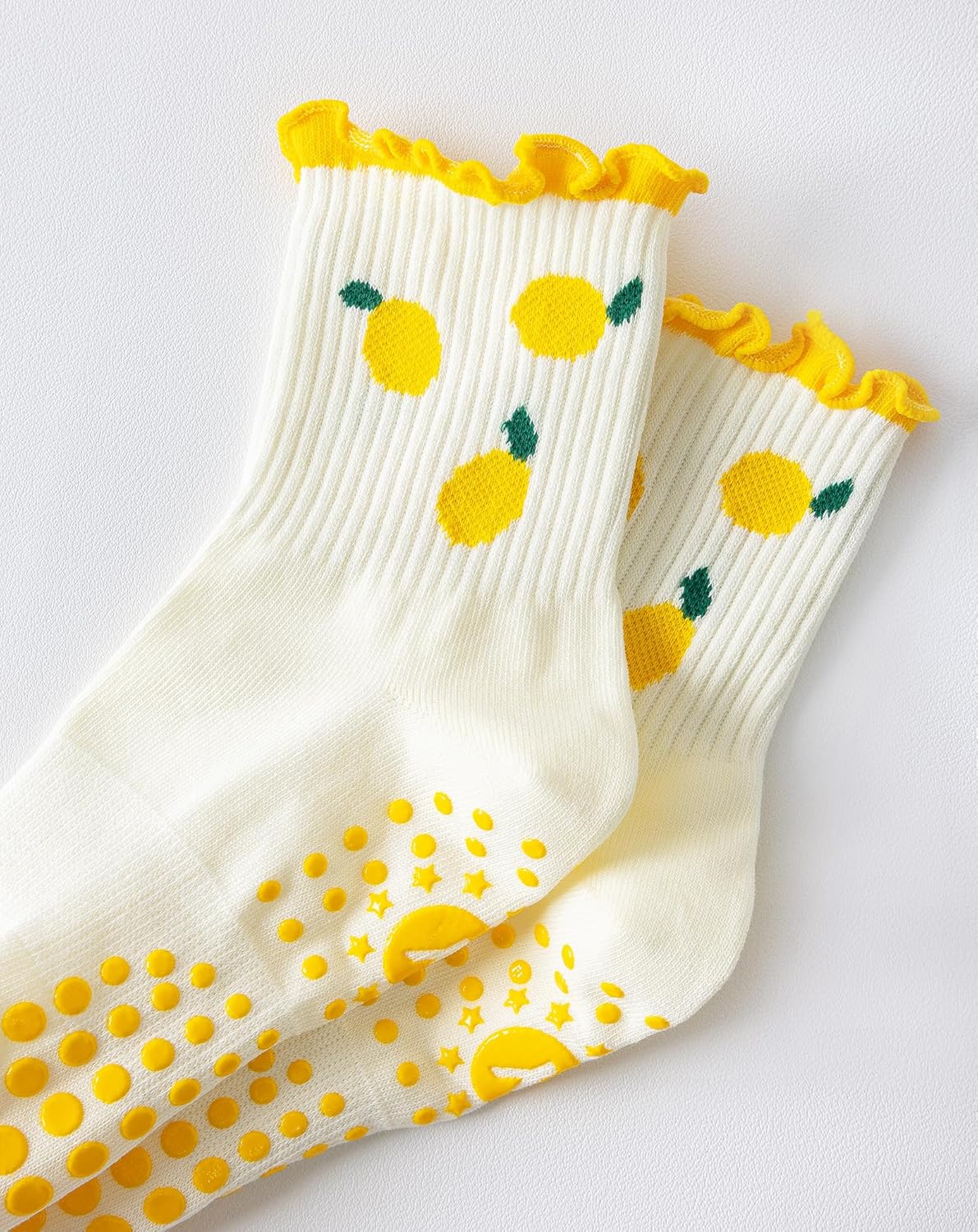 Yawlsow Pilates 女式防滑袜 瑜伽 抓地力袜 可爱 Barre 防滑运动船员 粘性袜子 锻炼 医院