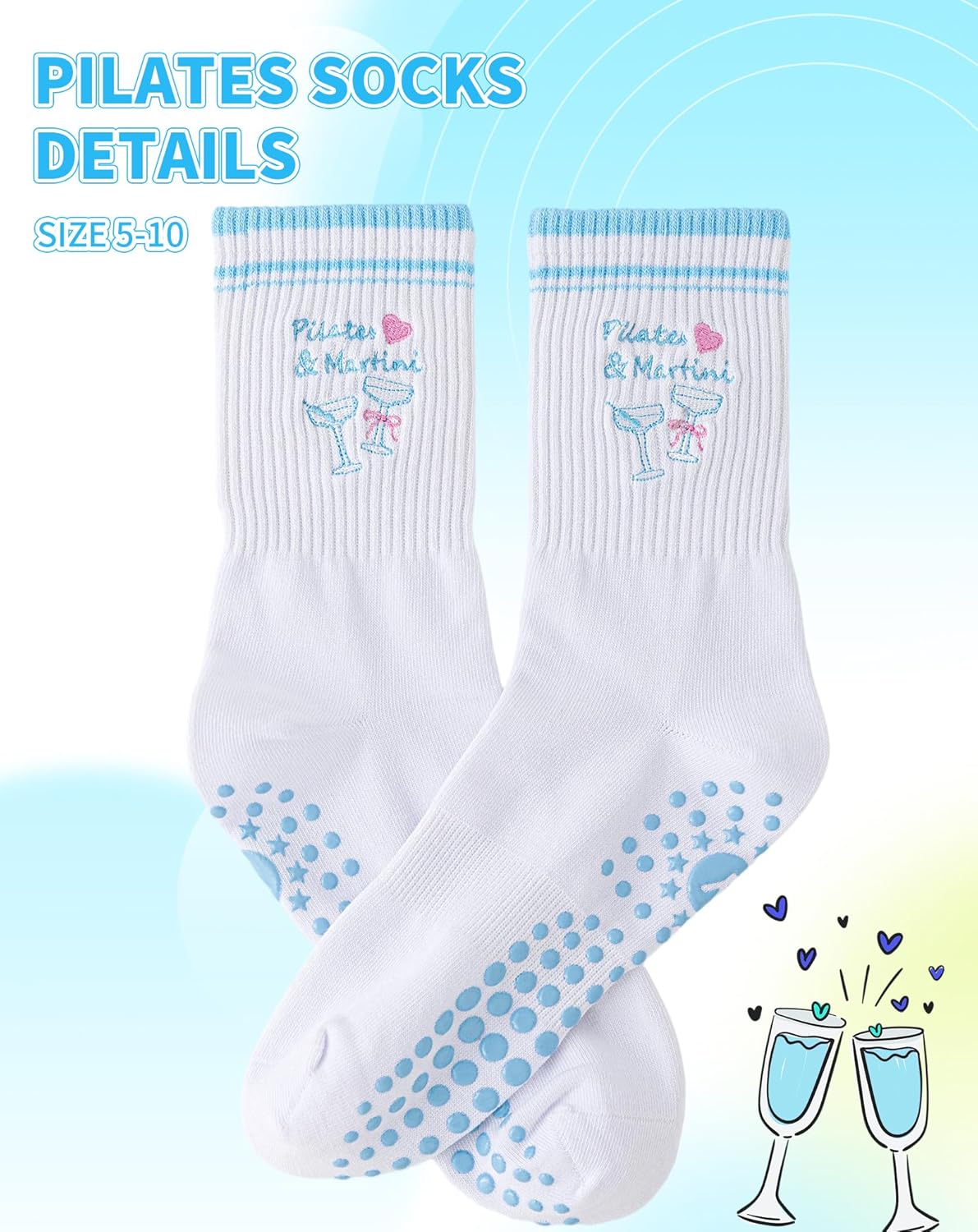 Yawlsow Pilates 女式防滑袜 瑜伽 抓地力袜 可爱 Barre 防滑运动船员 粘性袜子 锻炼 医院
