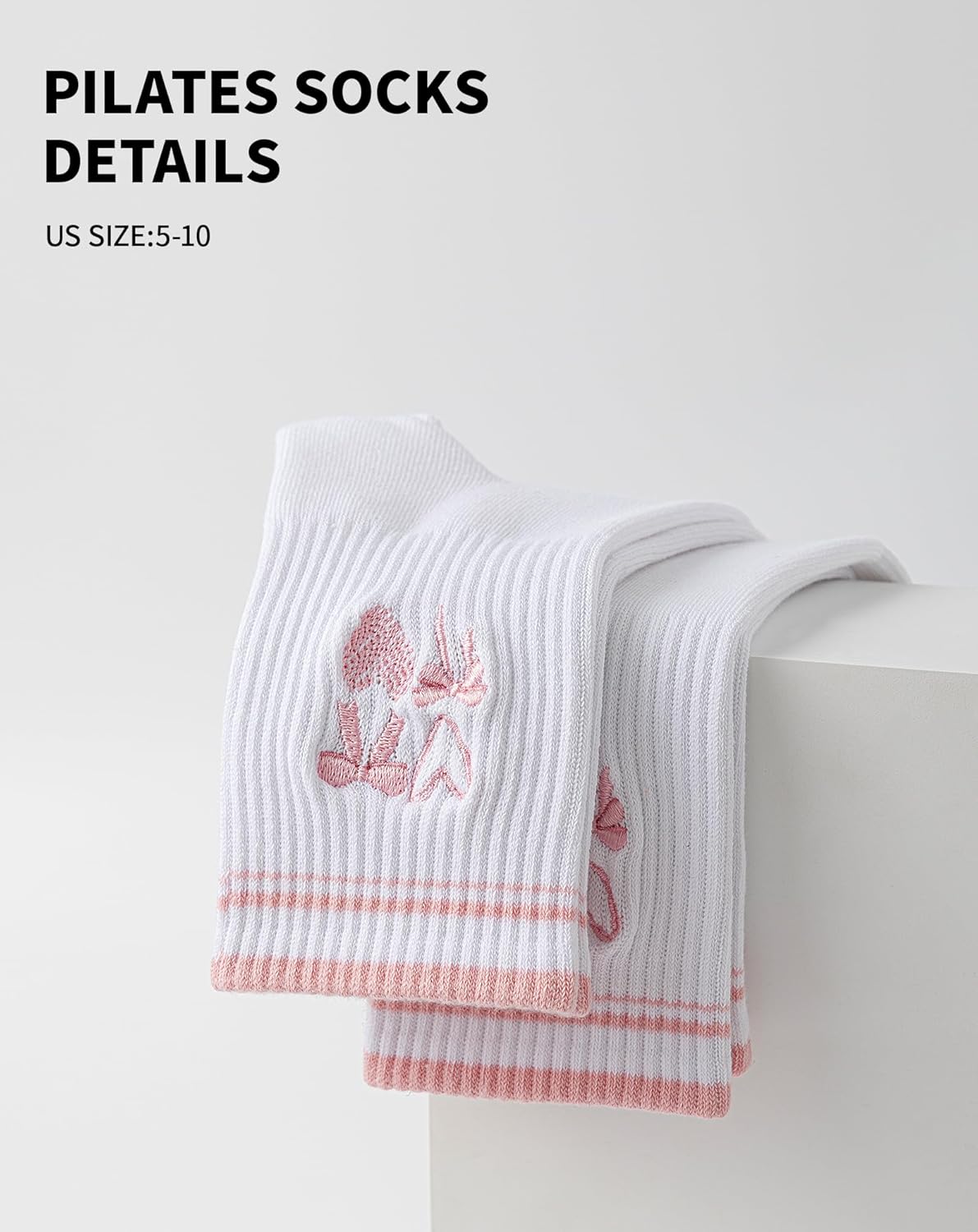 Yawlsow Pilates 女式防滑袜 瑜伽 抓地力袜 可爱 Barre 防滑运动船员 粘性袜子 锻炼 医院