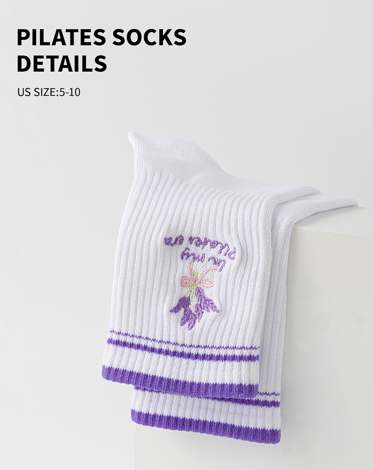 Yawlsow Pilates 女式防滑袜 瑜伽 抓地力袜 可爱 Barre 防滑运动船员 粘性袜子 锻炼 医院