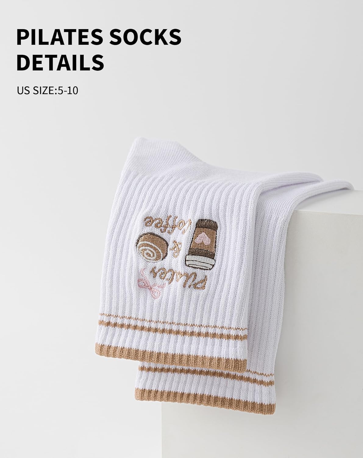 Yawlsow Pilates 女式防滑袜 瑜伽 抓地力袜 可爱 Barre 防滑运动船员 粘性袜子 锻炼 医院