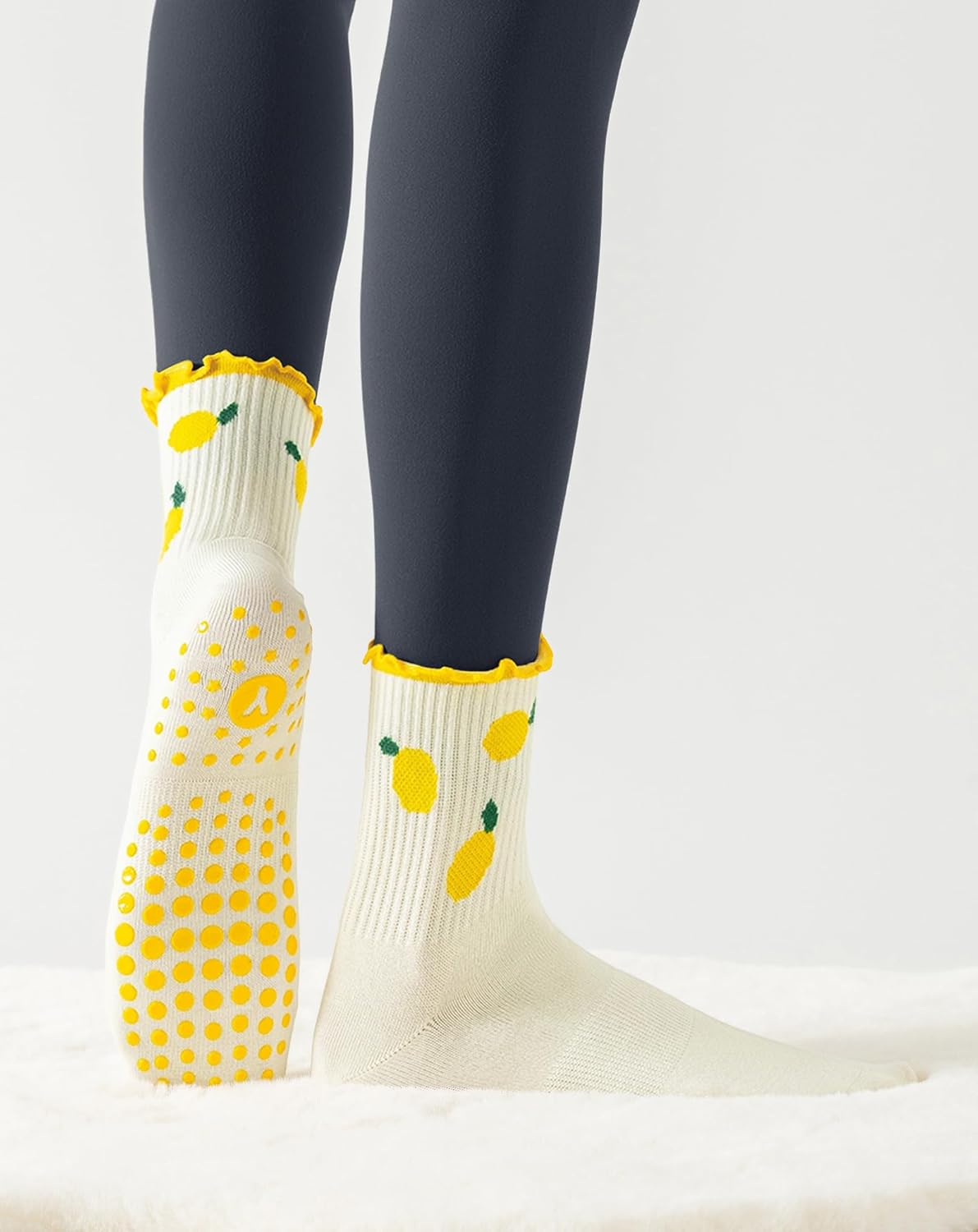 Yawlsow Pilates 女式防滑袜 瑜伽 抓地力袜 可爱 Barre 防滑运动船员 粘性袜子 锻炼 医院