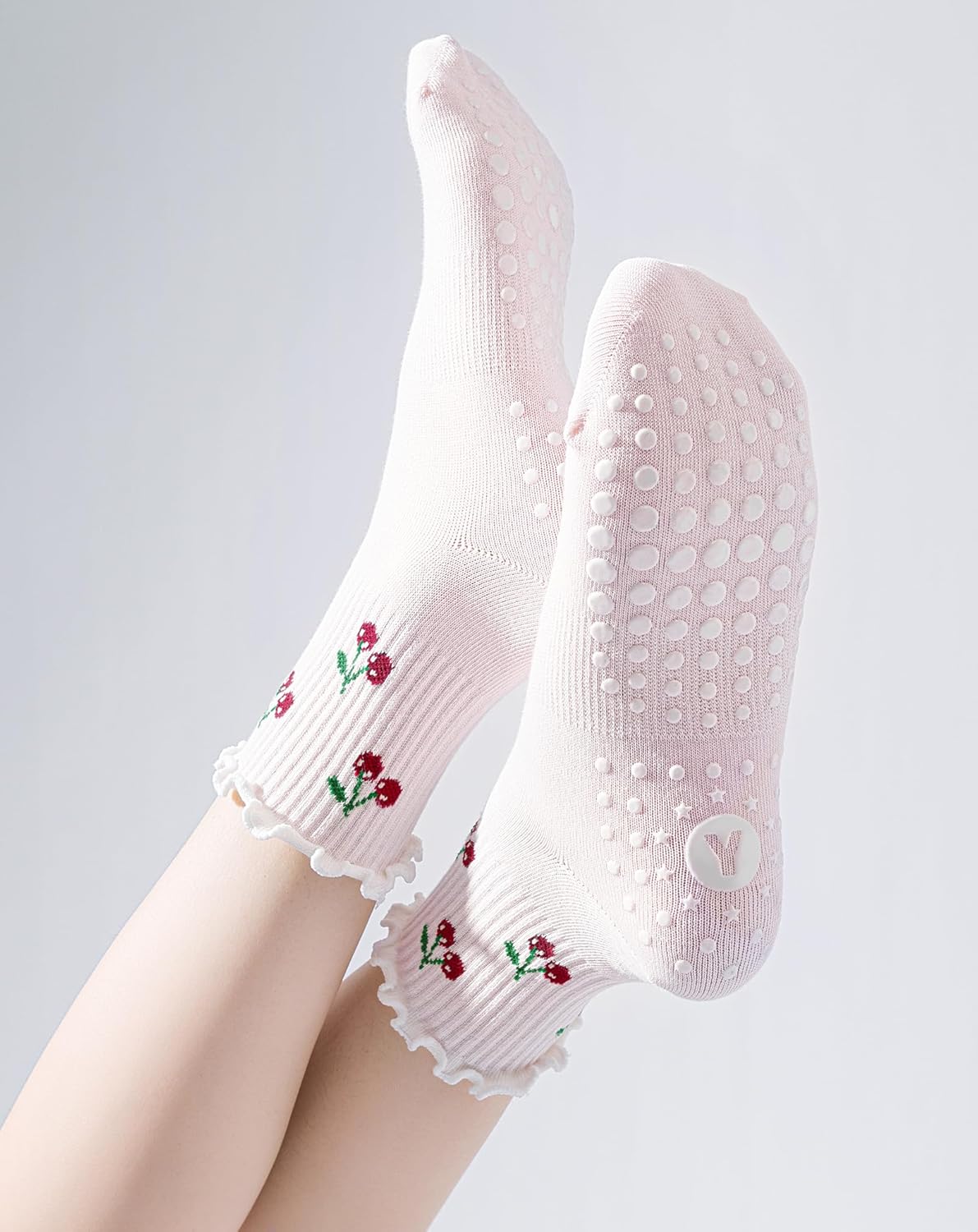 Yawlsow Pilates 女式防滑袜 瑜伽 抓地力袜 可爱 Barre 防滑运动船员 粘性袜子 锻炼 医院