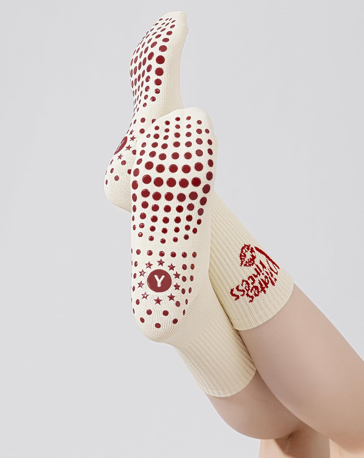 Yawlsow Pilates 女式防滑袜 瑜伽 抓地力袜 可爱 Barre 防滑运动船员 粘性袜子 锻炼 医院