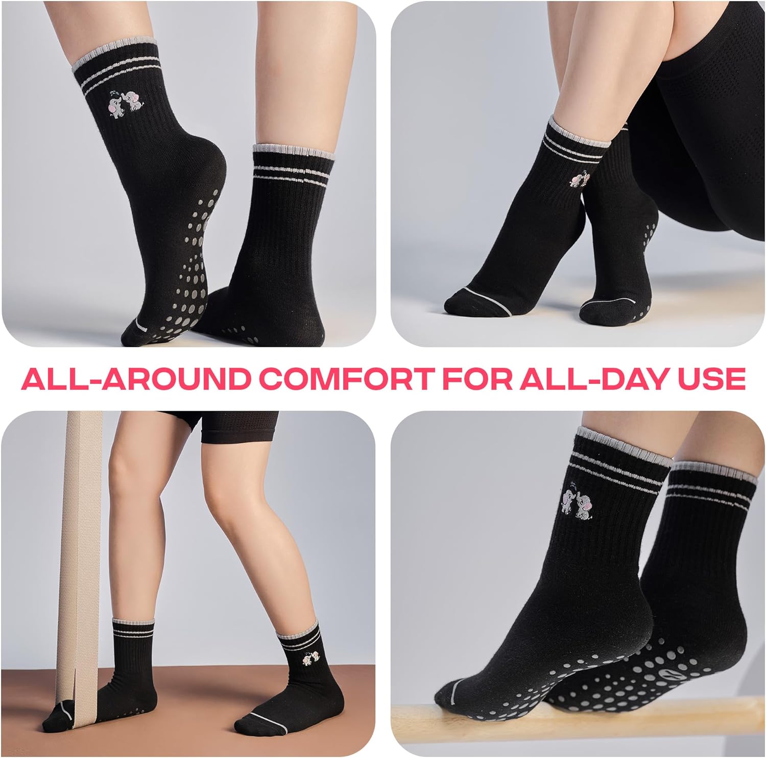 CoolMate 女式普拉提袜,瑜伽袜,船员防滑女士,适合锻炼,桶,普拉提礼品