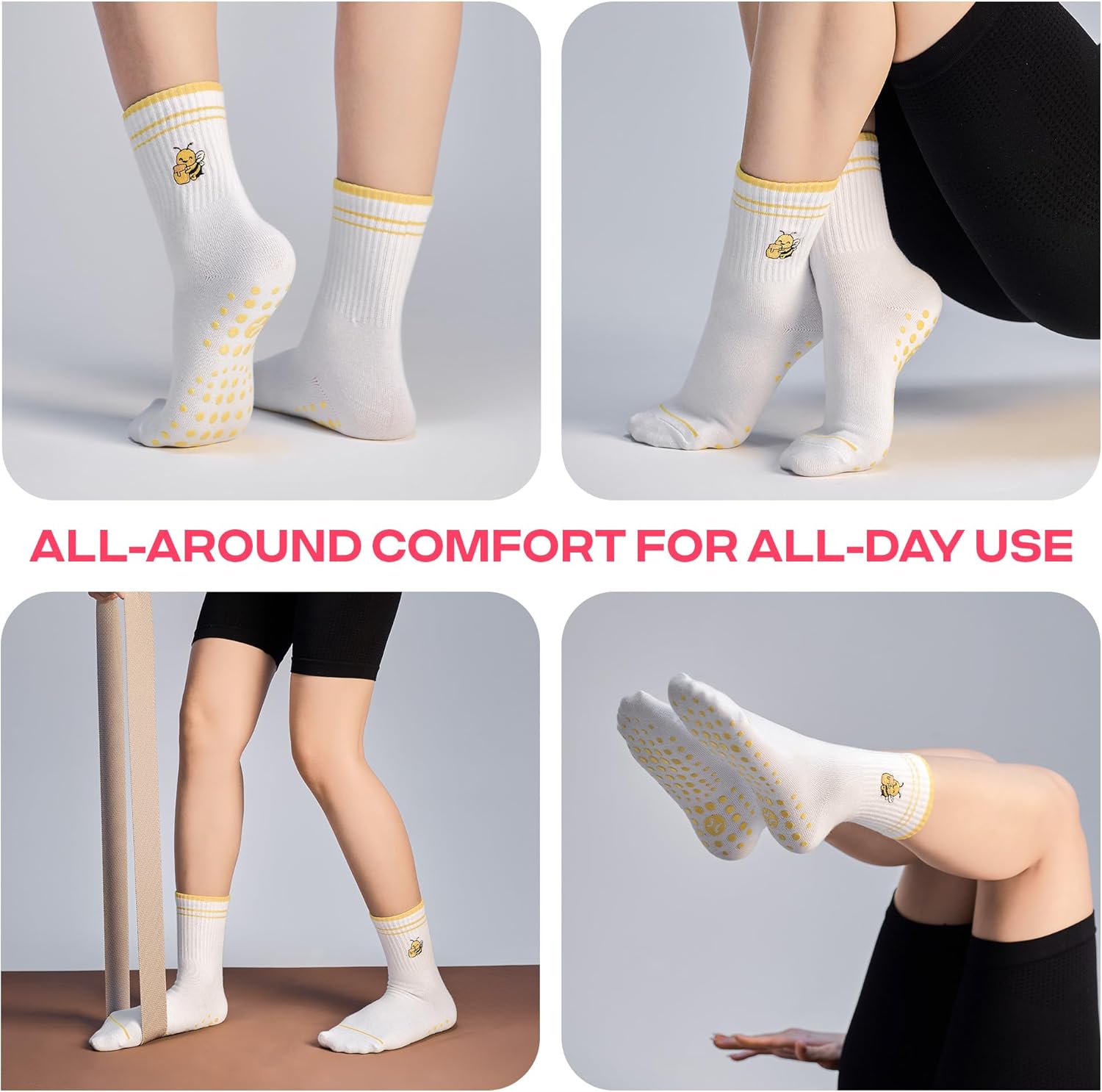 CoolMate 女式普拉提袜,瑜伽袜,船员防滑女士,适合锻炼,桶,普拉提礼品