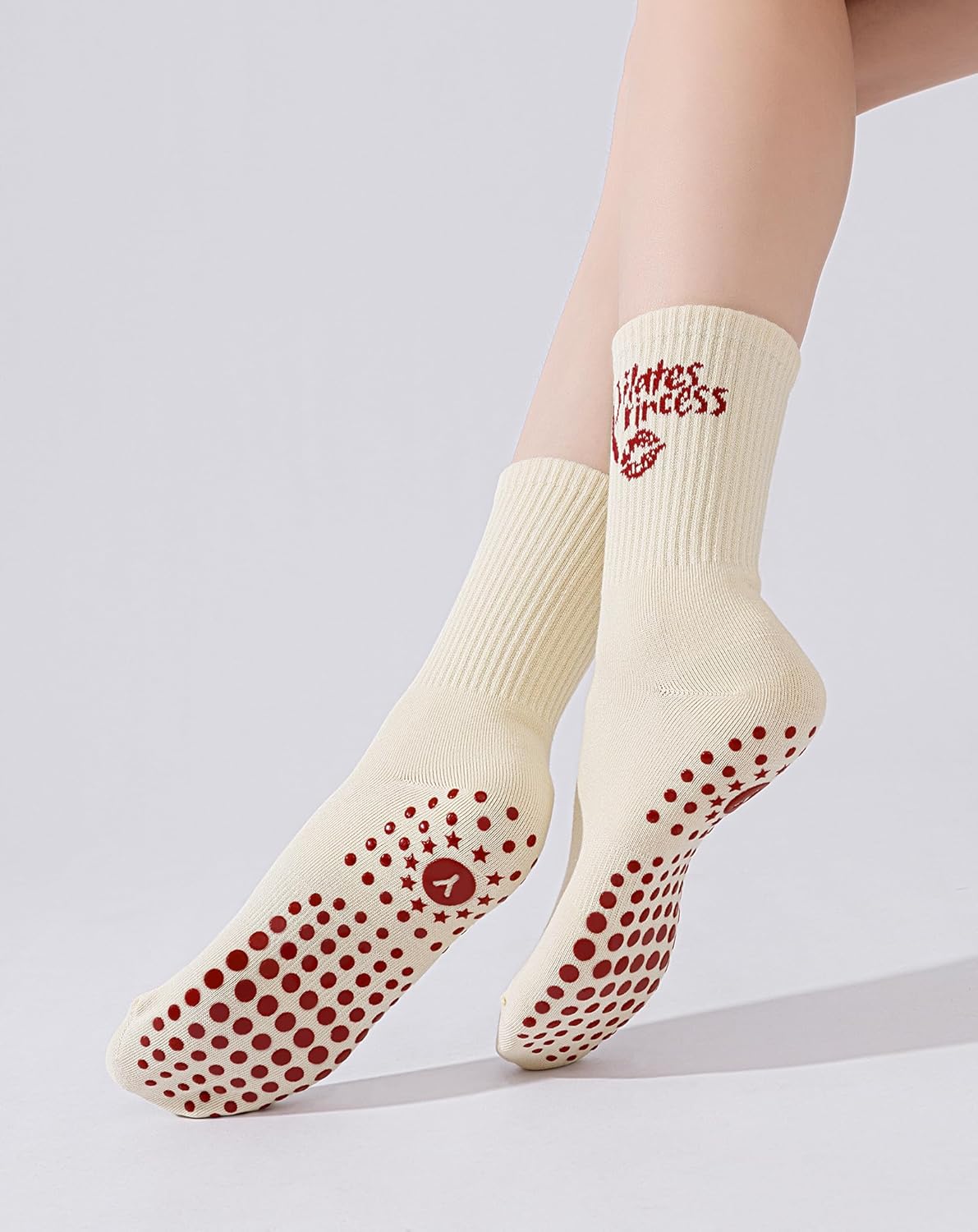 Yawlsow Pilates 女式防滑袜 瑜伽 抓地力袜 可爱 Barre 防滑运动船员 粘性袜子 锻炼 医院