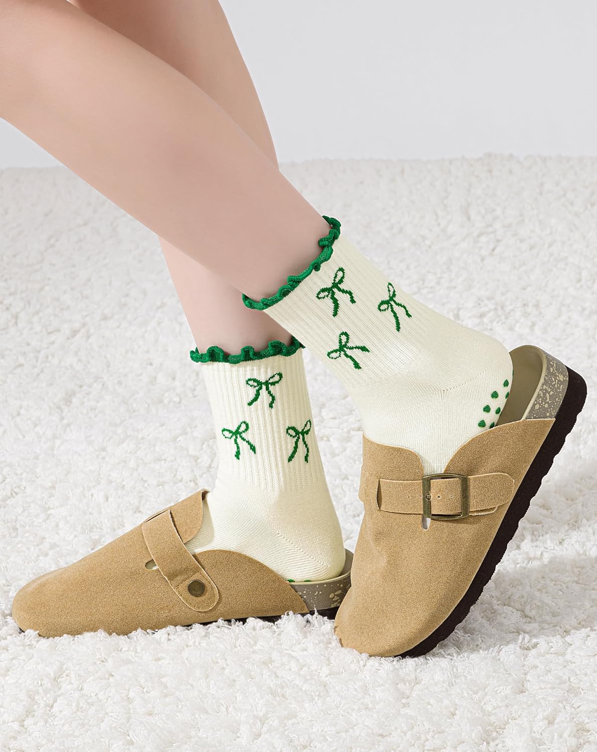 Yawlsow Pilates 女式防滑袜 瑜伽 抓地力袜 可爱 Barre 防滑运动船员 粘性袜子 锻炼 医院