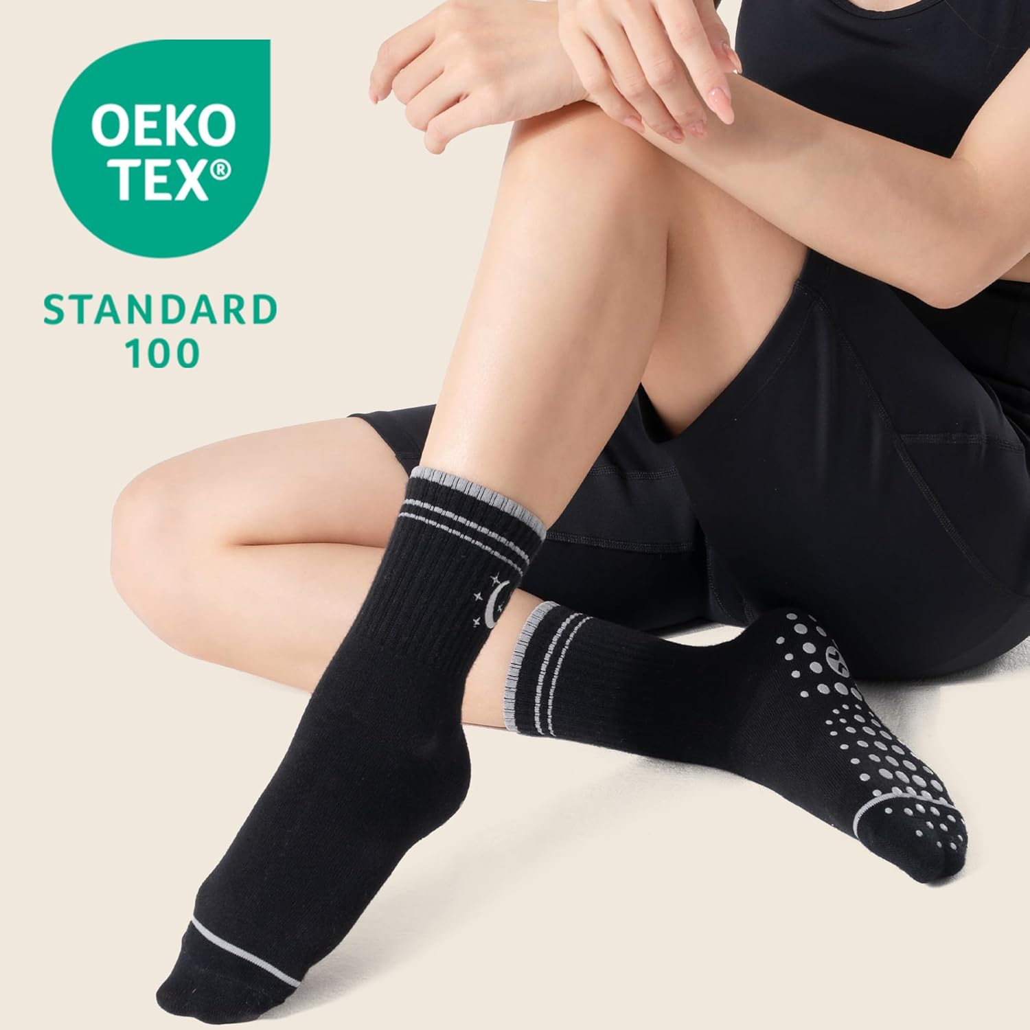 CoolMate 女式普拉提袜,瑜伽袜,船员防滑女士,适合锻炼,桶,普拉提礼品