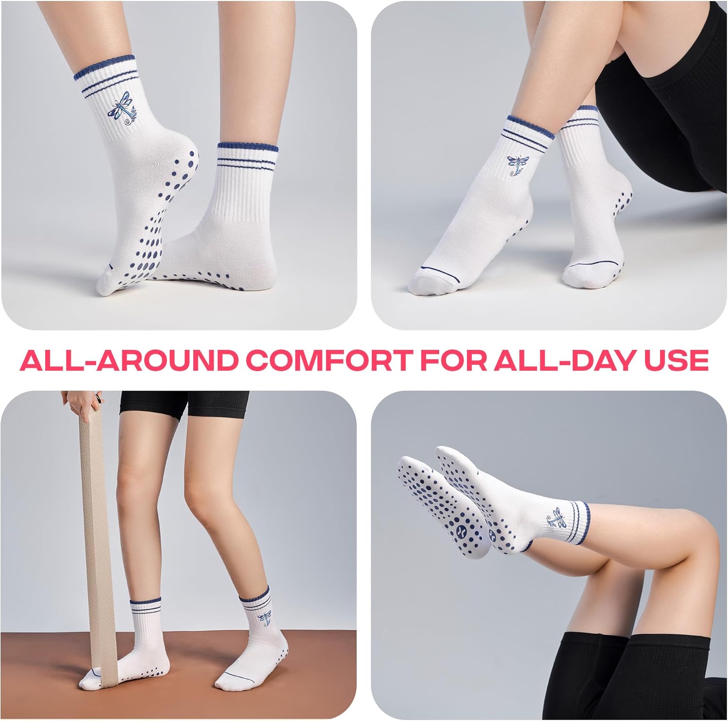CoolMate 女式普拉提袜,瑜伽袜,船员防滑女士,适合锻炼,桶,普拉提礼品