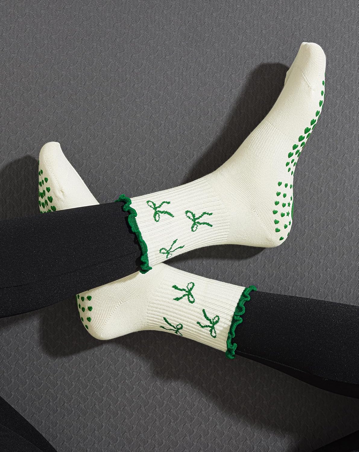 Yawlsow Pilates 女式防滑袜 瑜伽 抓地力袜 可爱 Barre 防滑运动船员 粘性袜子 锻炼 医院