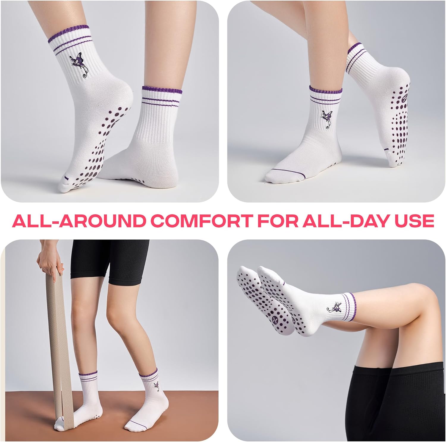 CoolMate 女式普拉提袜,瑜伽袜,船员防滑女士,适合锻炼,桶,普拉提礼品