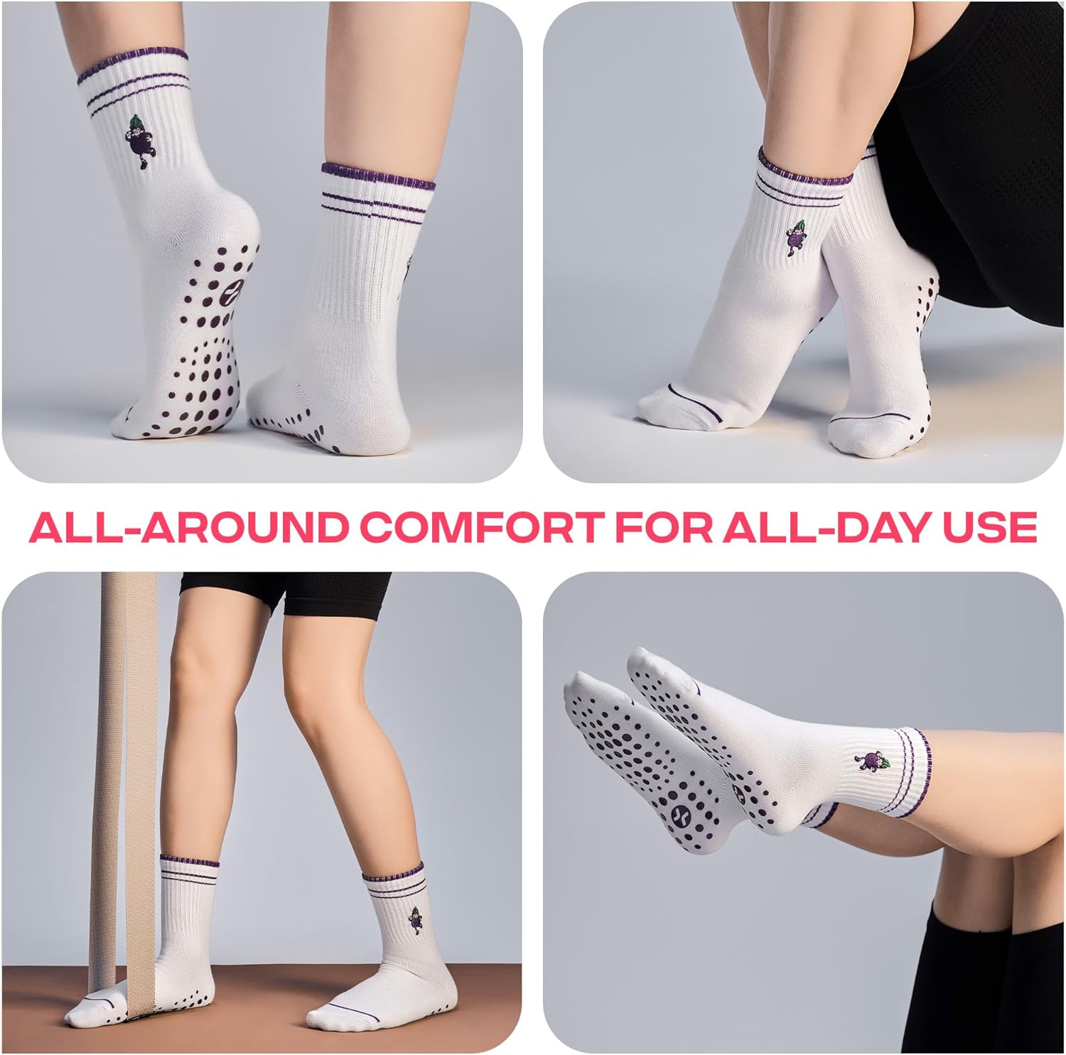 CoolMate 女式普拉提袜,瑜伽袜,船员防滑女士,适合锻炼,桶,普拉提礼品