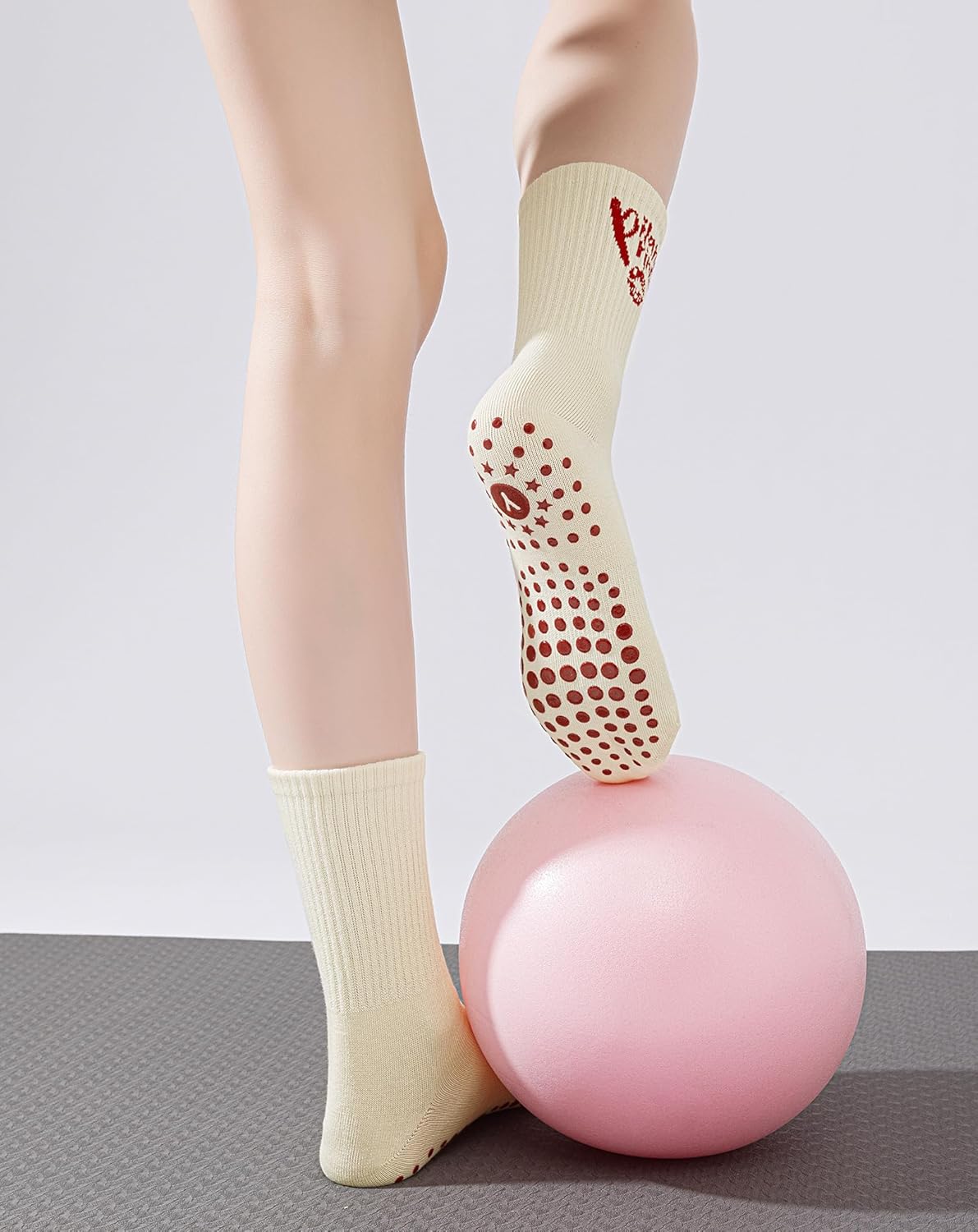 Yawlsow Pilates 女式防滑袜 瑜伽 抓地力袜 可爱 Barre 防滑运动船员 粘性袜子 锻炼 医院