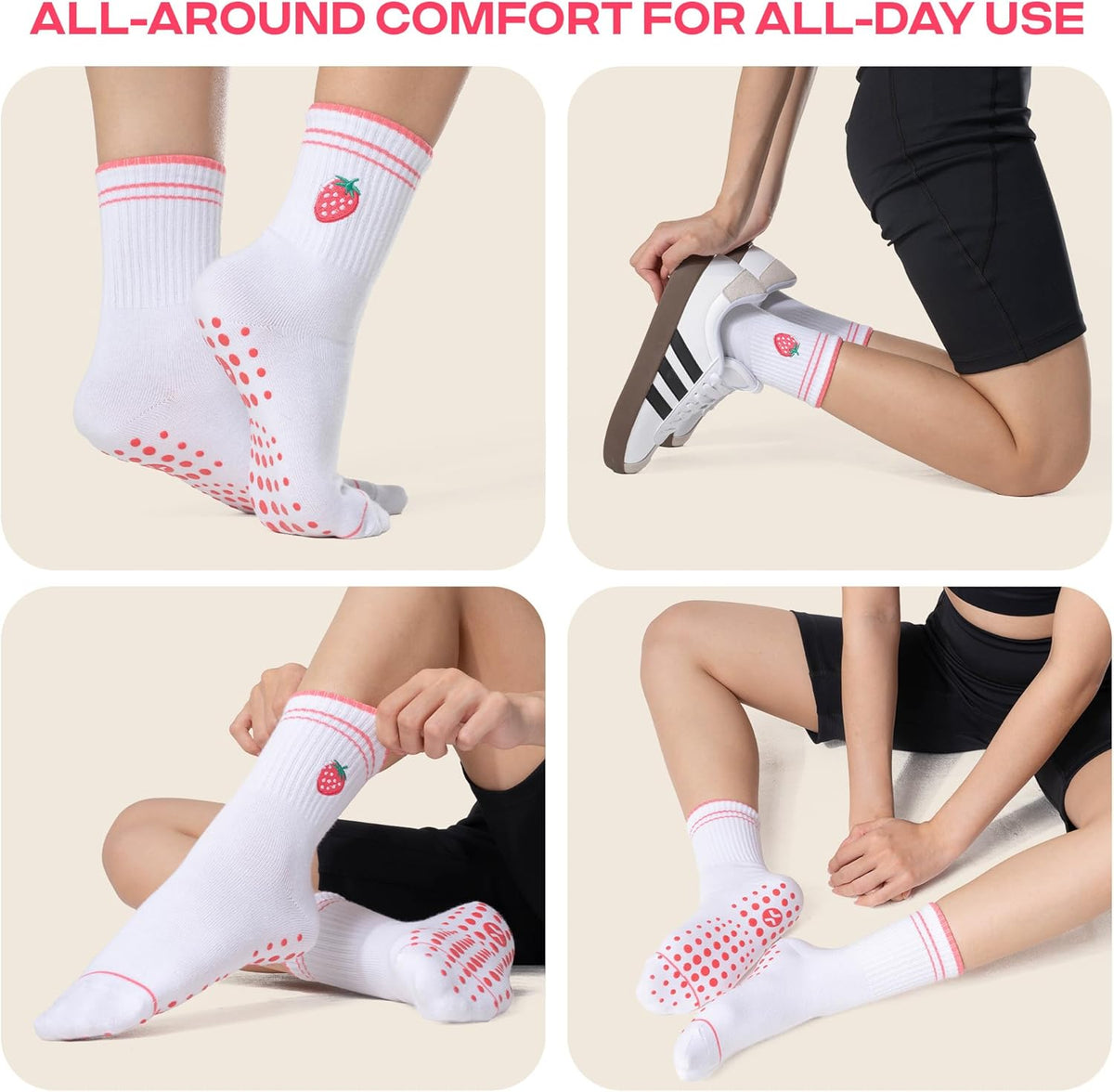 CoolMate 女式普拉提袜,瑜伽袜,船员防滑女士,适合锻炼,桶,普拉提礼品